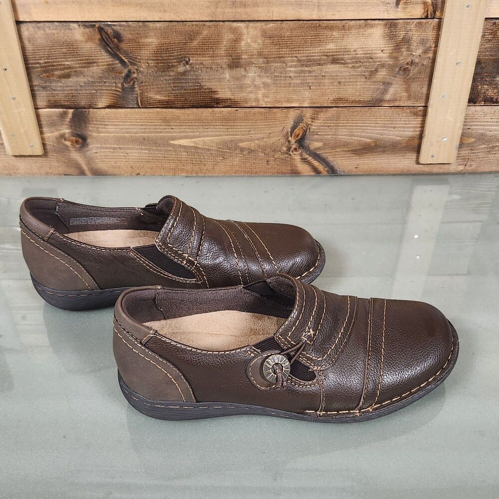 Earth Origins Brown Leather Slip On Comfort Shoes Womens Size 7M Casual - Picture 7 of 12